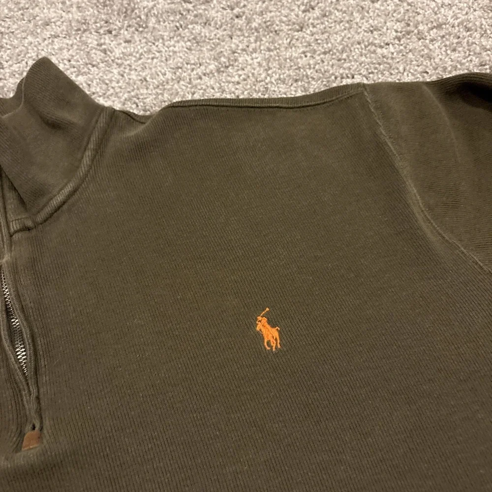 Mens Polo Ralph Lauren 1/4 Zip Pullover Sweater Olive Orange Size 2XLT Tall
